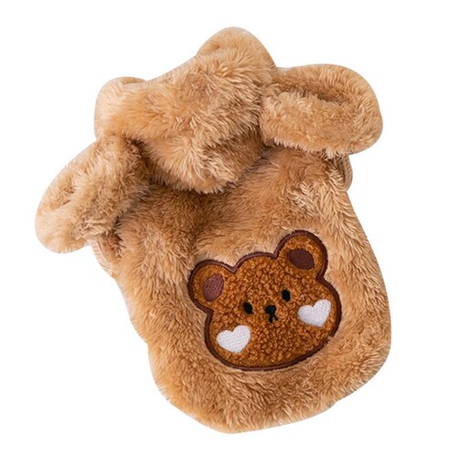 Autumn and winter cute bear hooded fleece Bichon teddy dog ​​clothes cat warm feet pet clothes