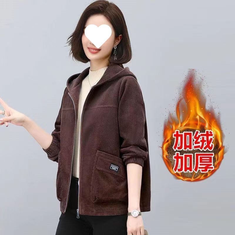 洋气妈妈秋冬加绒外套中老年女装休闲短款外套奶奶装春秋季夹克衫|undefined