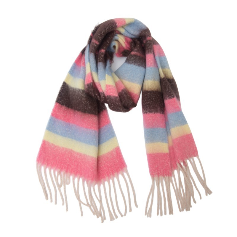 770g Weight Scarf Classification Daily Occasion Polyester Material Stripe Pattern Autumn&Winter Season Women's Gender Tassel Design Casual, Simple Style Style Women's Casual Simple Style Stripe Polyester Tassel Scarf 9