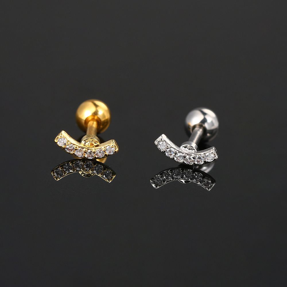 1 Piece Simple Style Classic Style Geometric Butterfly Inlay Copper Zircon Ear Studs display picture 5