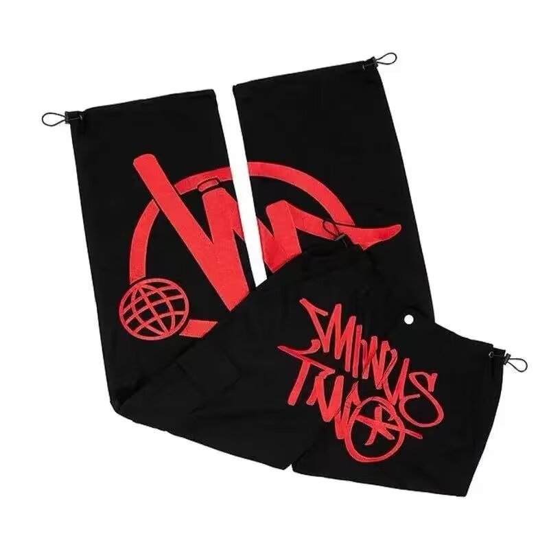 Y2g estilo americano hip hop retro pierna ancha pantalones bolsillo impresión moda marca menos dos trajes sueltos pantalones casuales para hombres