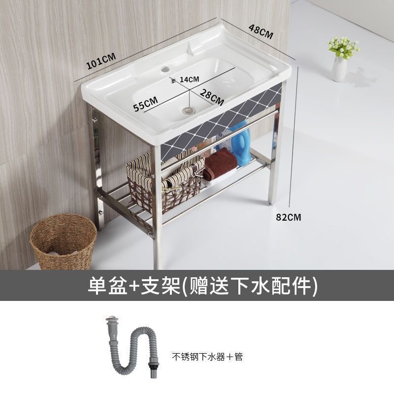 セラミック洗面台 床置き型 小型 簡易柱洗面台 賃貸住宅 浴室トイレ一体型洗面台|undefined