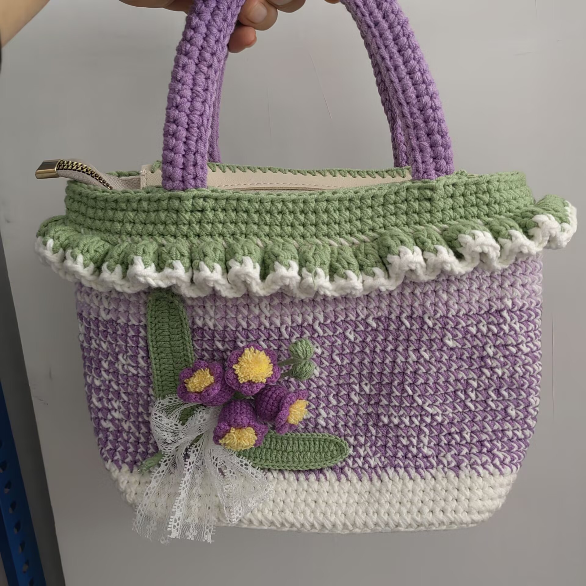 Estilo elegante Sheffield línea gancho tejido gran bolso de fresa bolso de teléfono móvil regalo de vacaciones de la familia hecha a mano