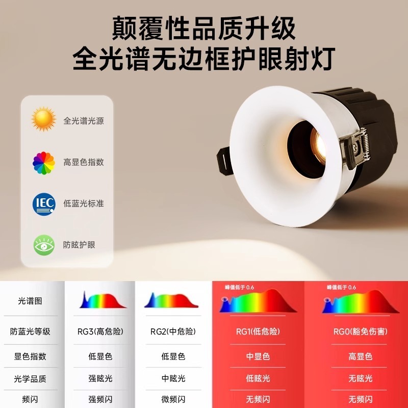 高端系列射灯弧形无边框护眼小山丘嵌入式客厅无主灯防眩筒灯|undefined