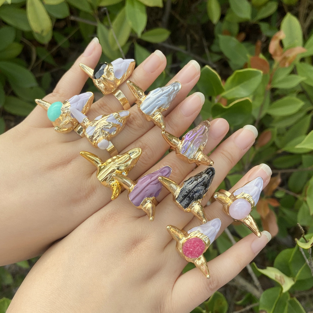 10g Weight Vacuum Plating Gold Plating Process Fashion Cattle Resin Women's Rings