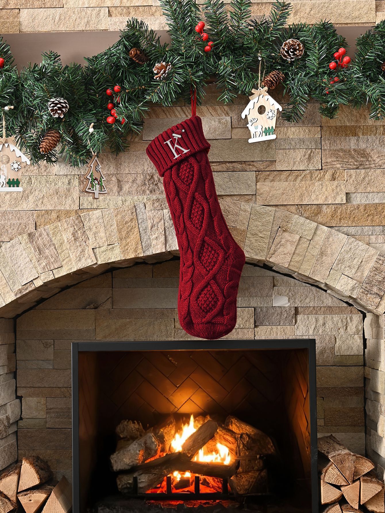 Amazon Europa y los Estados Unidos medias de Navidad personalizadas bordadas calcetines de letras de punto medias de regalo de Navidad colgantes fabricantes image 118