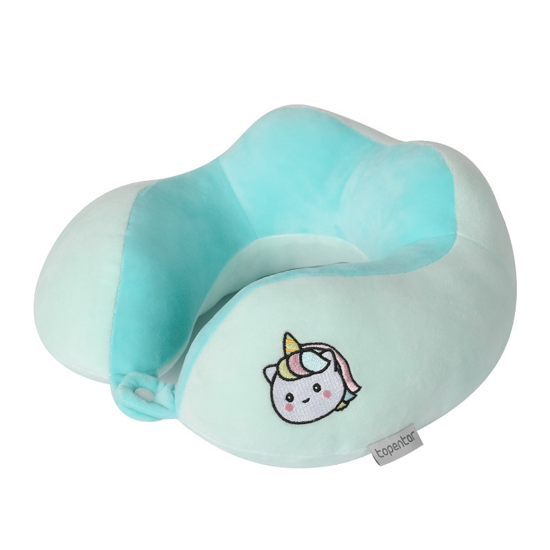Camelback u almohada verde dinosaurio bordado cuello almohada PP Algodón viaje almohada oficina siesta almohada impresión logotipo al por mayor
