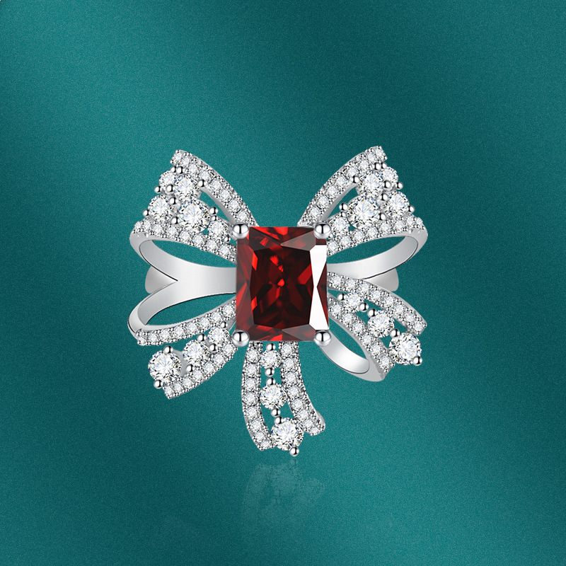 Fashion Bow Knot Copper Plating Inlay Zircon Rings 1 Piece
