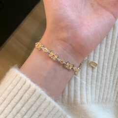 Douyinライブブロードキャスト人気ライラックブレスレット新しい白銅銀メッキエナメルブレスレットゴールド塗装新しい中国風の花国民トレンド