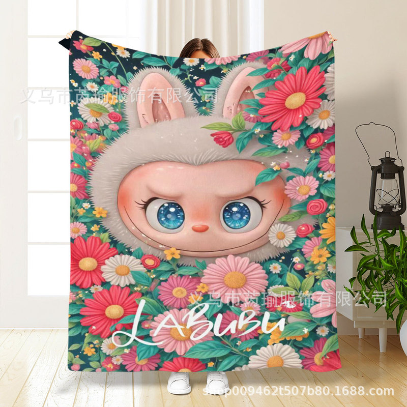 ラブブプリントフランネルブランケット エアコンブランケット 小さなブランケット ワンピース両面フランネルブランケット 小さなカバーブランケット|undefined