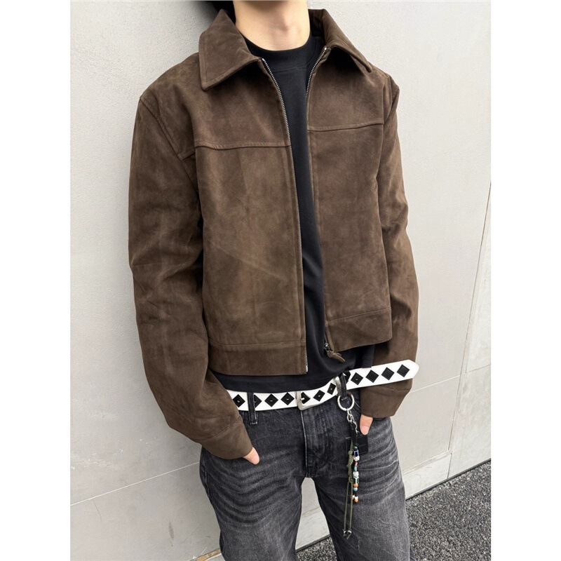 American Retro Distressed Suede Barn Zipper Jacket for Men and Women, Cleanfit Short Wide Couple Jacket, Autumn Regular Shoulder American Retro Distressed Suede Barn Zipper Jacket for Men and Women, Cleanfit Short Wide Couple Jacket, Autumn Regular Shoulder