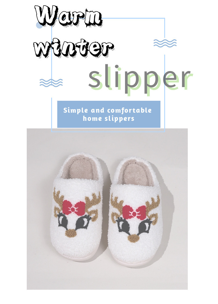 Weihnachten neues Zuhause süße Cartoon Hirsch Baumwollpantoffeln für Männer und Frauen Paare warme Baumwollpantoffeln_voghion.com