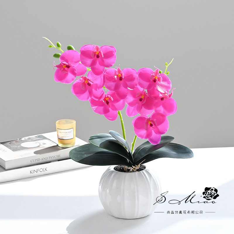 Flores artificiales con textura de película impresa en 3D, bonsái de orquídea Phalaenopsis, adornos creativos, flores artificiales directamente del fabricante, plantas artificiales en maceta image 5