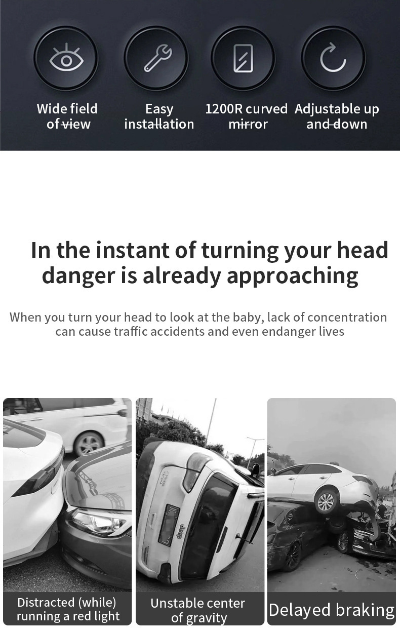 Multifunctional Car-Mounted Baby Observation Mirror, Rearview Auxiliary Mirror, High-Definition Wide-Angle Safety Seat Reflector, In-Car Blind Spot Mirror