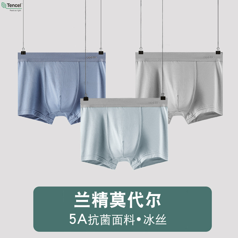 Children's Modal Ice Silk Briefs Straight Leg Pajama Bottoms for Boys, Middle-Size Student Summer Thin Four-Point Shorts Antibacterial