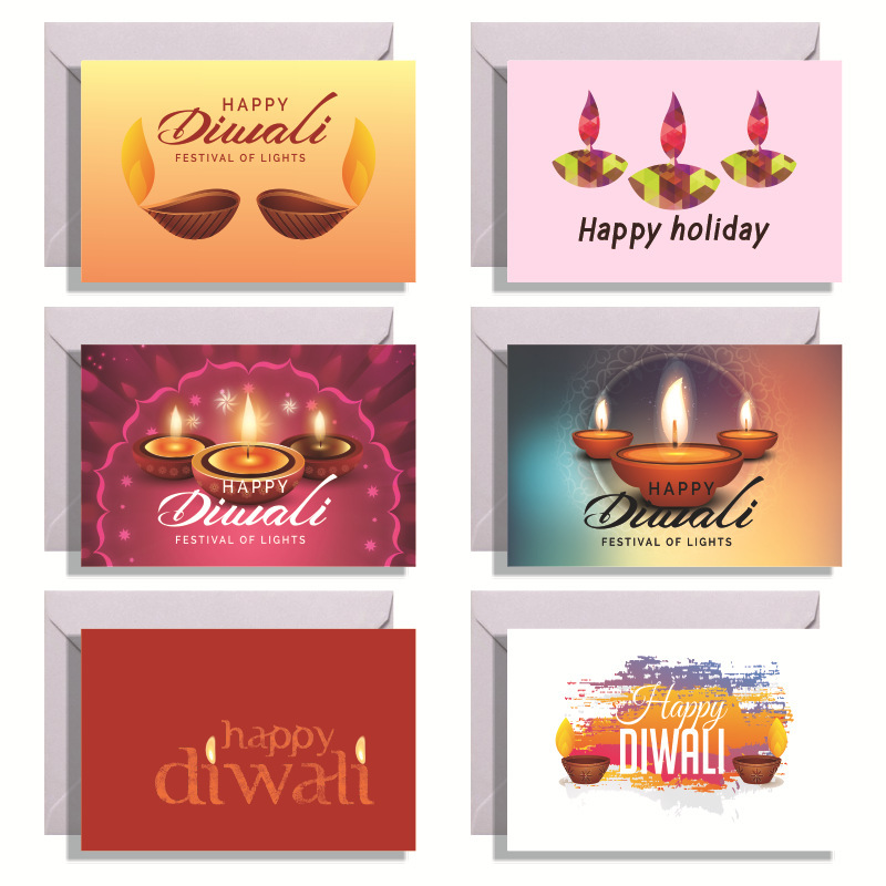 インド屠妖節diwali排灯節グリーティングカード万灯節招待挨拶カードセット白封筒付き|undefined