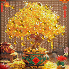 跨境外贸钻石画 发财树异形钻石画DIY手工新款客厅花朵装饰画批发