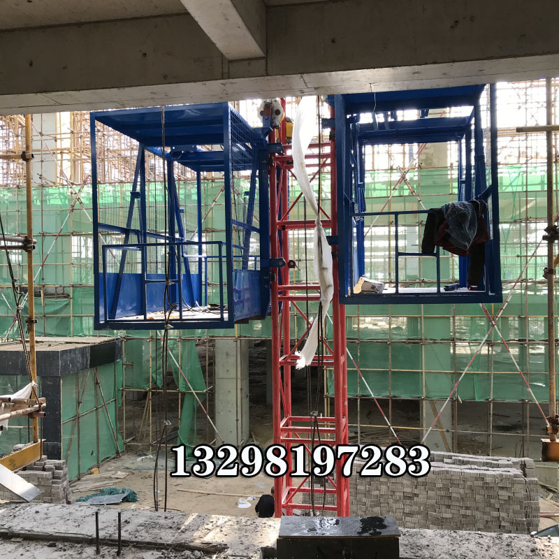 24米单柱双笼物料提升机 SS型1t/1t建筑用具水泥砂浆高楼提升机