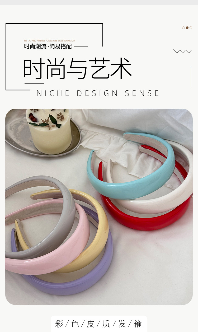 Korean style leather sponge hair band, French high top and wide edge hair clip headband, pressure hair accessory, versatile hair accessory full figure