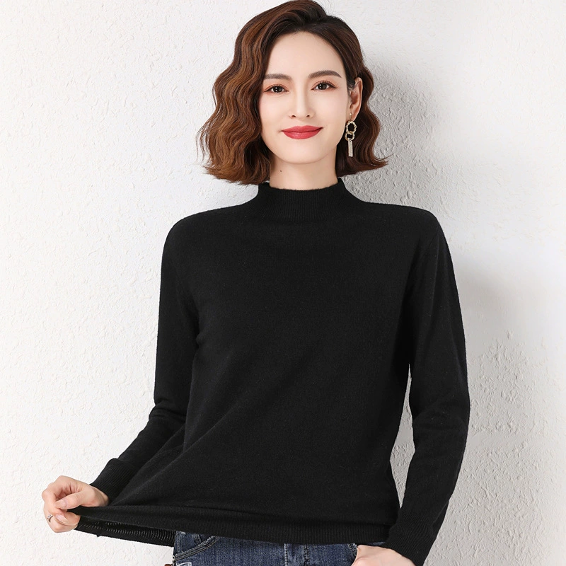 Весна, осень и зима Новый пуловер с высоким воротом, Женский внутренний свитер, свитер с длинным рукавом, трикотажная нижняя рубашка для среднего и пожилого возраста