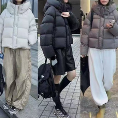 泡芙羽绒服女2025冬季新款韩版短款连帽宽松面包服加厚保暖外套