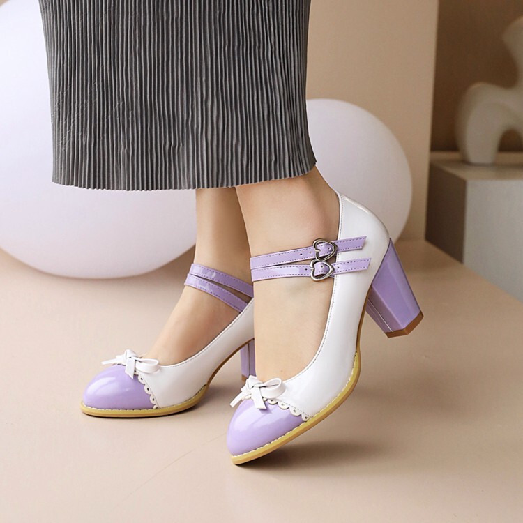 2024 spring and summer new women's shoes Korean sweet Mary Jane high heels shallow lace color matching foreign trade