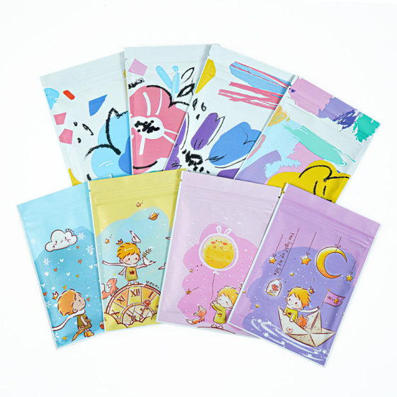 Printed aluminum foil self-sealing bag small delicate cute tea yum sealed bag beautiful blind box empty bag