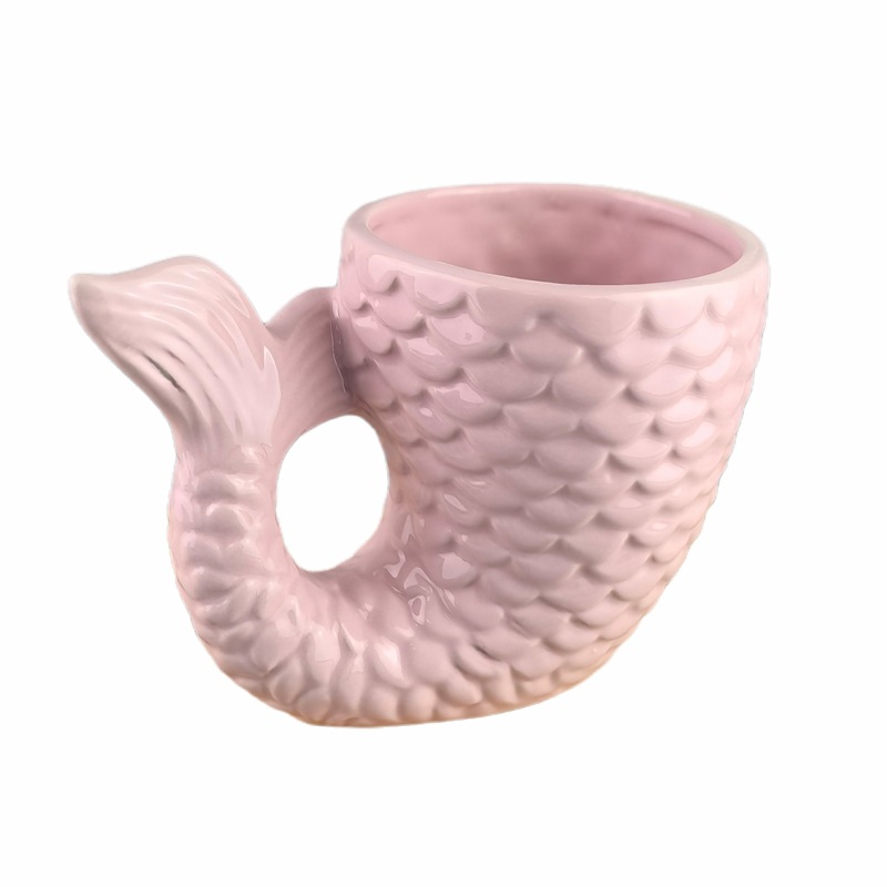 De estilo británico en relieve de cristal de cóctel Tiki taza Purr hervidor olla de agua en forma de pez tarro sirena taza de cola de pez