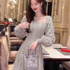 仙女裙流苏连衣裙2026春秋新款设计感名媛性感礼服人鱼姬裙子女