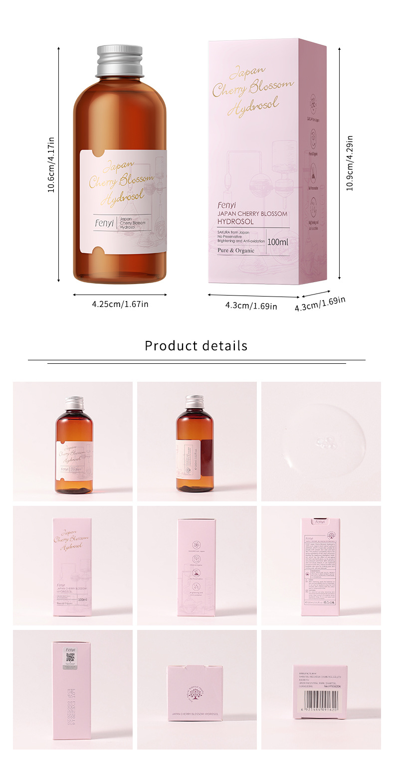 Cross-border Fenyi Japanese Cherry Blossom Hydrosol 100ml Hydrating, Moisturizing and Toning Water Surface Skin Care Product manufacturer undefined