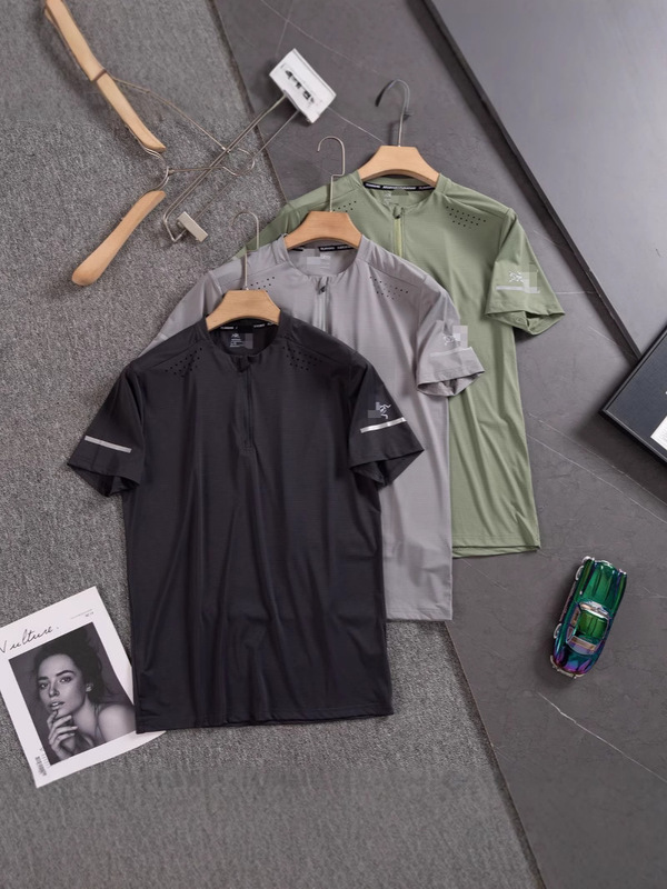 Niaojia アイスシルクランニングスポーツ半袖 Tシャツメンズ 2025 夏スタンドカラーハーフジップフィットネス服弾性速乾性服|undefined