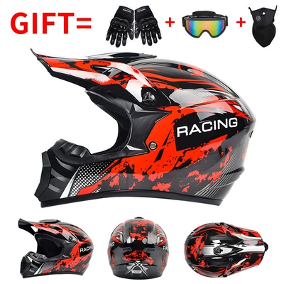 Motorcycle Safety Supplies – Full-Face Helmets, Go-Kart Downhill Bicycle - red-run-exclusive-for-foreign-trade-includes-a-free-3-piece-gift-set-s55-56-head-circumference