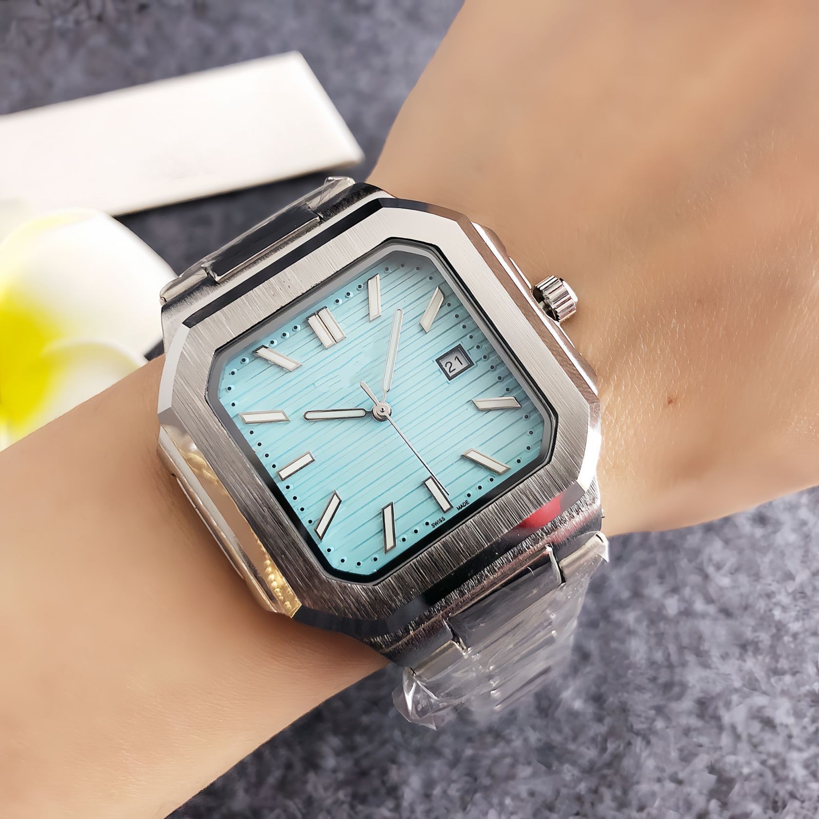 New Swiss Brand Men's Watch Imitation Mechanical Watch Fully Automatic Stainless Steel Calendar Men's Watch Casual Sports Watch