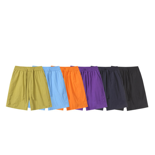 Summer 2025 Men's Quick-Dry Shorts Candy Color Elastic Band Pure Color Casual Five-Finger Shorts
