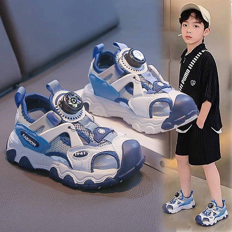 Zapatos de playa para niños verano 2026 nuevo tipo de sandalias de botón hueco para niños sandalias casuales ligeras image 5