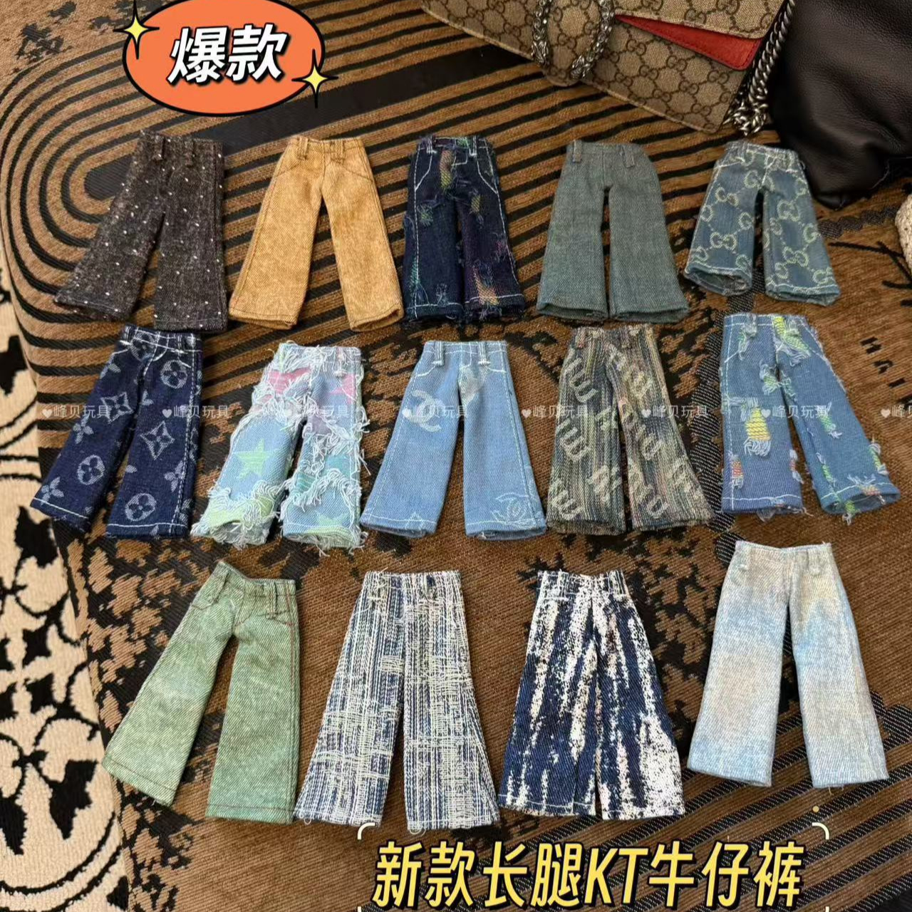 长腿KT裤子美式复古高街破洞宽松阔腿破洞个性乞丐牛仔裤潮流娃衣