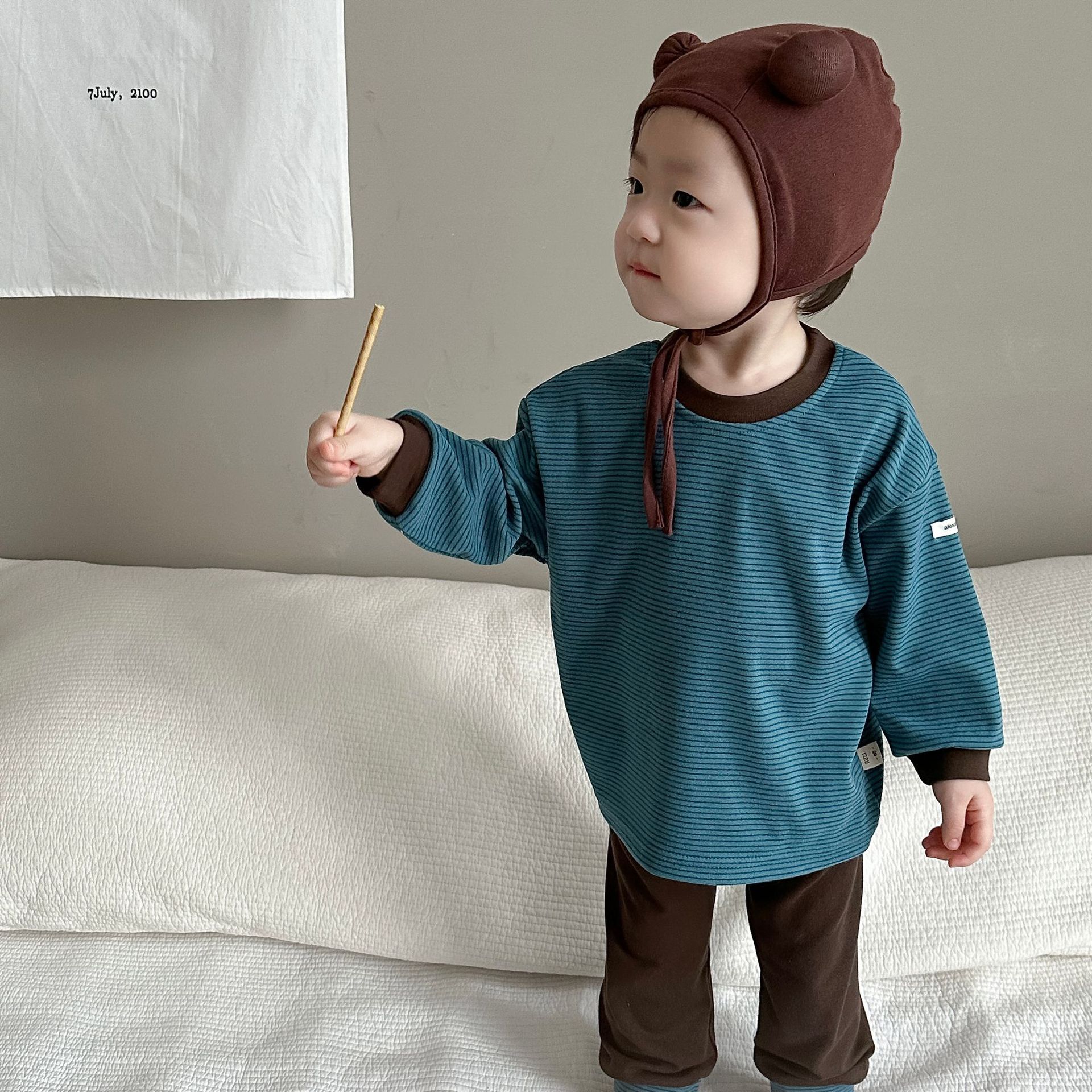 Bebé de otoño camiseta legging de manga larga a rayas legging set de ropa infantil coreana de otoño ropa de bebé de otoño ropa de niño image 6
