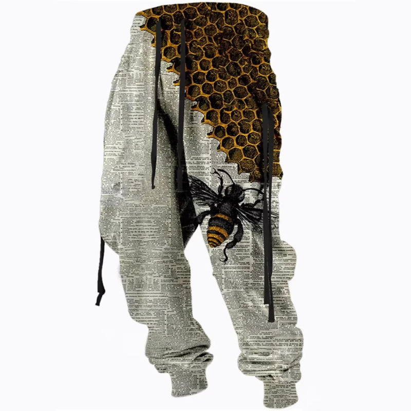 New Men's Sports Pants Joggers with Drawstring Elastic Waist, Bee 3D Print, Comfortable and Breathable, Street Style New Men's Sports Pants Joggers with Drawstring Elastic Waist, Bee 3D Print, Comfortable and Breathable, Street Style