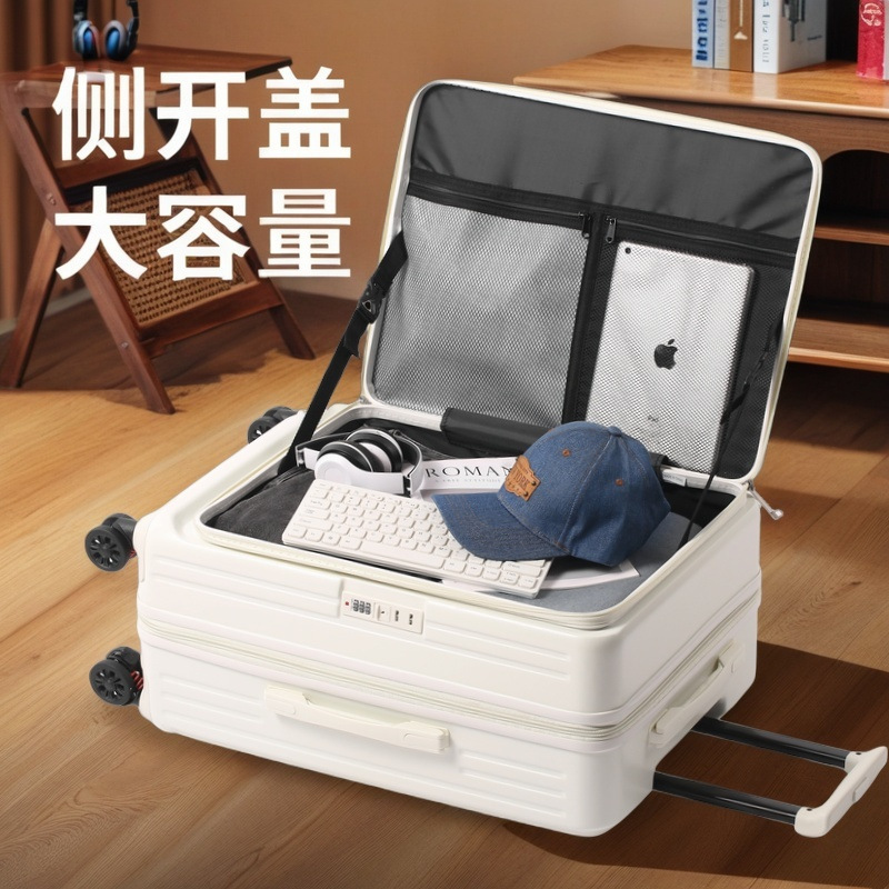 Side-Opening Flat Suitcase for Women, Expandable Multifunctional Trolley Case, 20inch Carry-On Suitcase with Customizable Logo Side-Opening Flat Suitcase for Women, Expandable Multifunctional Trolley Case, 20inch Carry-On Suitcase with Customizable Logo