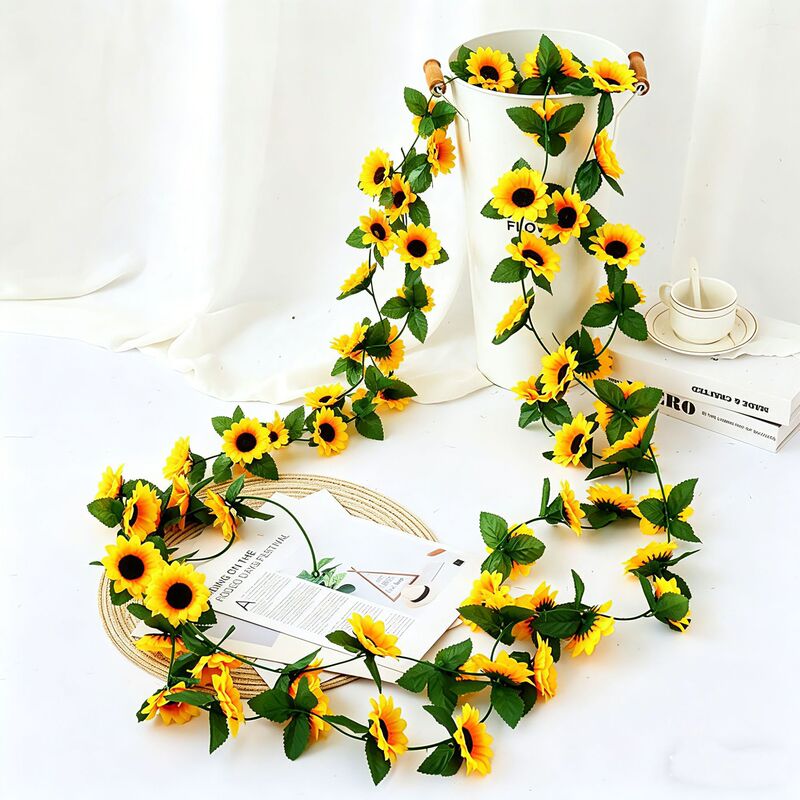 Cross-Border Sunflower Vine Wall Hanging Wedding Ceiling Decoration Home Decor Rose Vine Artificial Flower Cross-Border Sunflower Vine Wall Hanging Wedding Ceiling Decoration Home Decor Rose Vine Artificial Flower