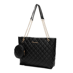 Universal classic capacious shoulder bag with diamond pattern on chain, chain bag