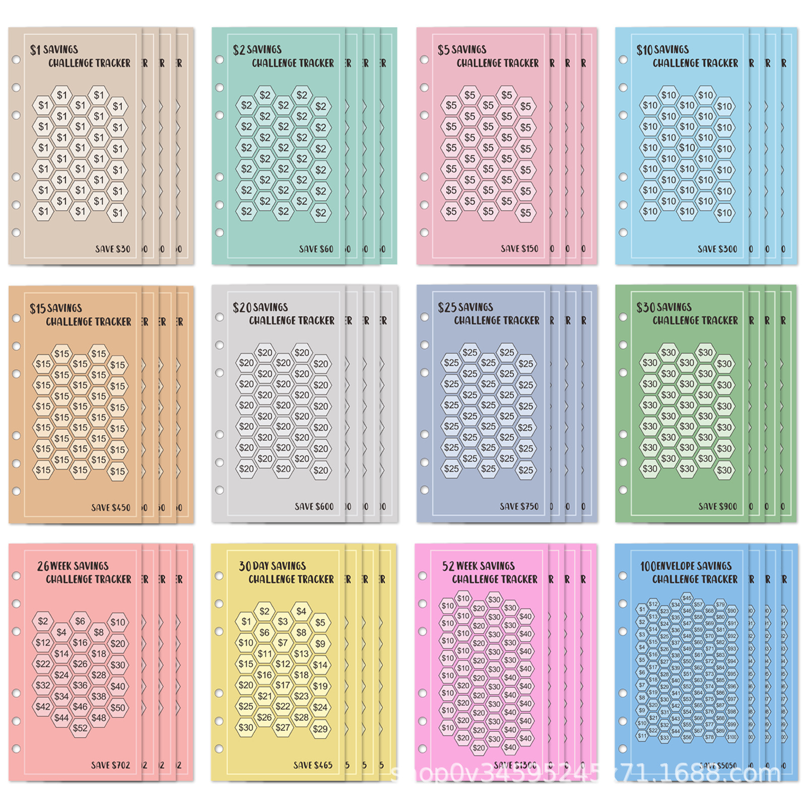 A6 펀치 카드 종이 달러 버전 (48 장)