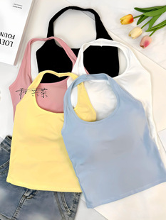 Cotton top with cups, base summer underwear as outerwear sleevless, slim fit