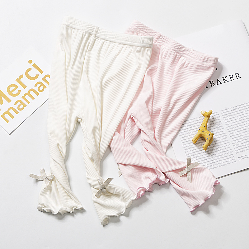 Girls' Leggings Spring and Autumn Outfit Western Style Pure Cotton Thin Girl Baby's Autumn Clothing Children's Long Pants Autumn Children's Clothing