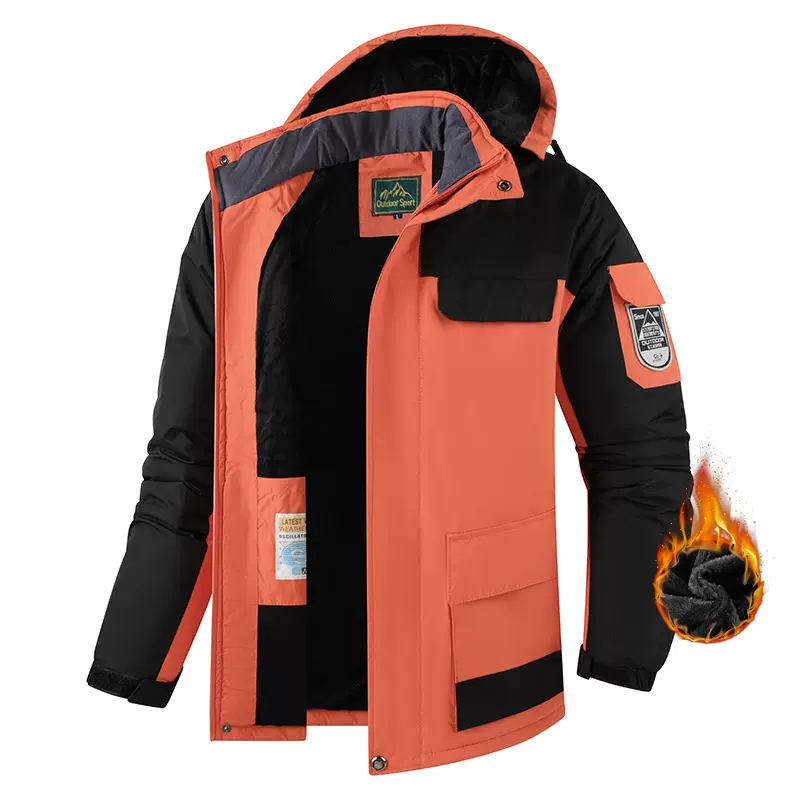 秋冬新款保暖棉衣男士加绒加厚冲锋衣男户外大码跨境连帽外套厚款