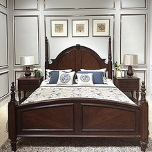 美式复古新维多利亚全实木雕花床法式art柱子床主卧1.8双人床婚床