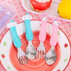 MY058 New cartoon children's tableware stainless steel two-piece set Sanrio portable tableware box fork and spoon set