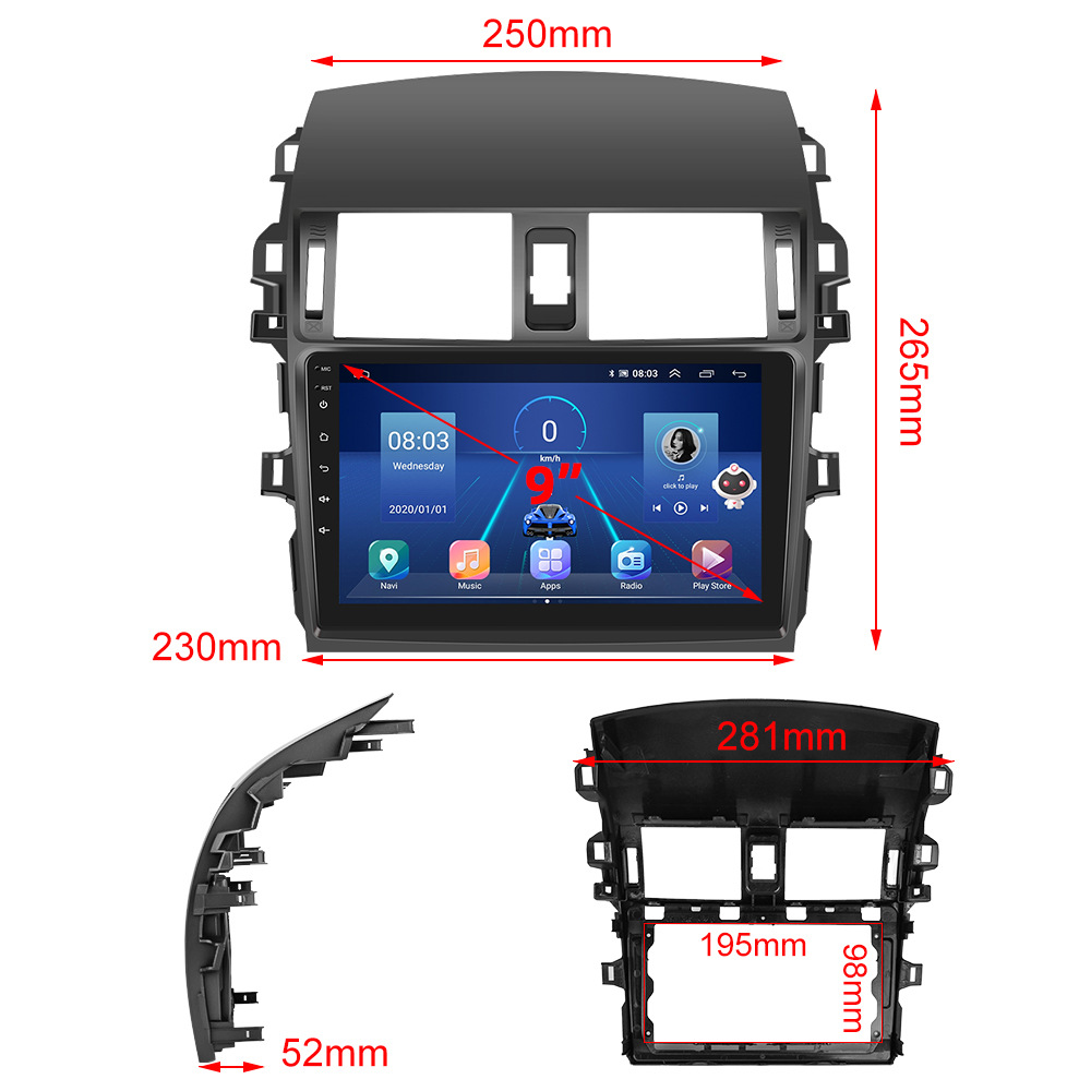 Suitable for Toyota Corolla 06-13 Gps Android Navigation System with Bluetooth and Reversing Camera Intelligent Car Machine