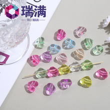 DIY饰品配件透明厚桃心横孔炫彩手机链串珠材料