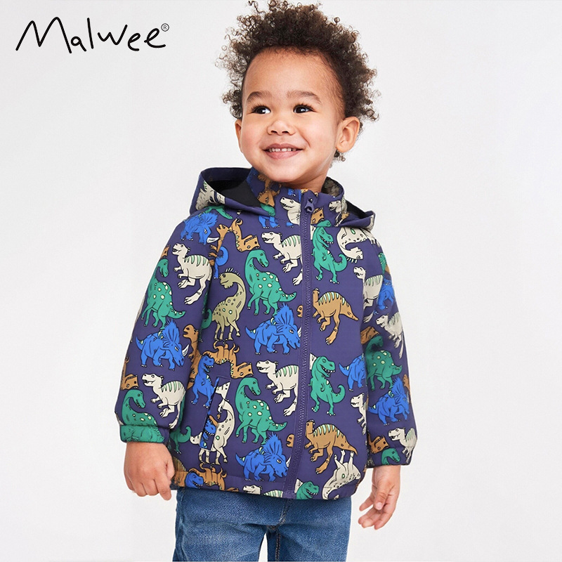 Cross-Border Malwee Boys' Outwears Autumn and Winter New European and American Kidsren's Hooded Zipper Shirt Tops Kidsren's Windbreaker